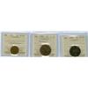 Image 1 : 1858, 1892 Obv.3 and 1923  Lot of 3 ICCS graded 1¢ coins, al