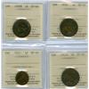 Image 1 : 1858, 1898H, 1907H and 1923.  Lot of 4 ICCS graded 1¢ coins,