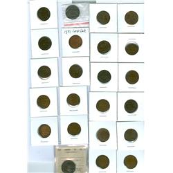 1859-1920 1¢.  Lot of 23 large cents.  Includes 13 x Victori