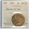 Image 1 : 1859 1¢ Nar 9 ICCS MS65RD.   Difficult example to find in th