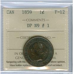 1859 DPN9#1 1¢ ICCS F12, a nice chocolate brown example