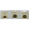 Image 1 : 1884 Obv.2, 1901 and 1936.  Lot of 3 ICCS graded 1¢ coins, a