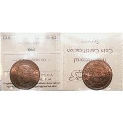 1887 1¢  ICCS MS64RD.  A great example, 85% red with lots of