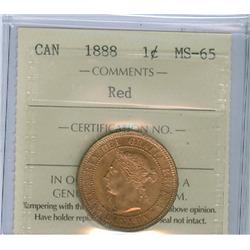 1888 1¢ ICCS MS65 Red. Full red!  Excellent strike with clea
