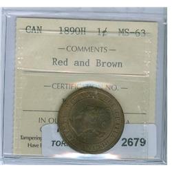 1890H 1¢ ICCS MS63RB.  Nice example.