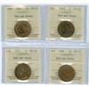 Image 1 : 1890H, 1901, 1906 and 1915.  Lot of 4 ICCS graded 1¢ coins, 