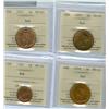 Image 1 : 1893, 1917, 1918, 1934.  Lot of 4 ICCS graded 1¢ coins, all 