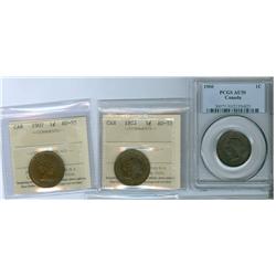 1894 and1907.  PCGS AU50, 1900 plain.  Lot of 3 ICCS/PCGS gr