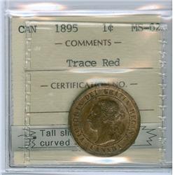 1895 1¢ ICCS MS62 Trace red.Tall slim, triangular, curved 5 