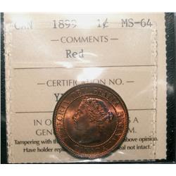 1899 1¢ ICCS MS64RD.Lots of lustre.
