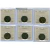 Image 1 : 1900 1¢  Lot of 6 ICCS graded coins, F15 (4), VF30 (2).