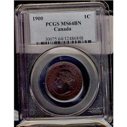 1900 1¢ PCGS MS-64BN. A nice red/brown example with perfect 