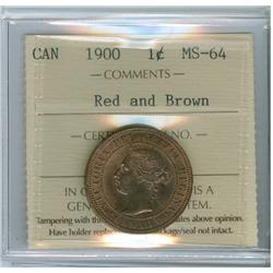 1900 1¢ ICCS MS-64 RB, a really nice example with great fiel