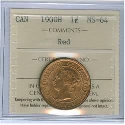 1900H 1¢ ICCS MS64RD.  90% red.