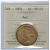 Image 1 : 1901 1¢ ICCS MS65 Red, attactive and fully lustrous 90% red