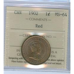 1902 1¢ ICCS MS64RD. 70% red.