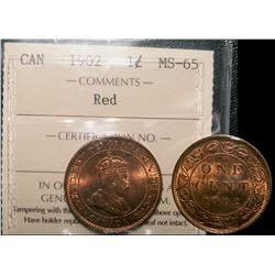 1902 1¢ ICCS MS65RD. Superb 90% red.