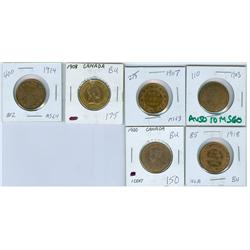 1903, 1907, 1908, 1914, 1918 & 1920 1¢.  Lot of 6 coins all 