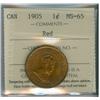 Image 1 : 1905 1¢ ICCS MS65 Red, attactive and fully lustrous 90% red