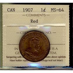 1907  1¢  ICCS MS64 Red