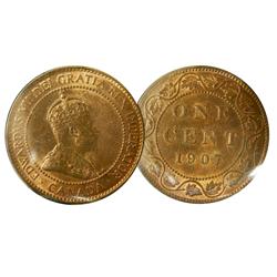 1907 1¢ ICCS MS66 Red. Solo highest graded! Excellent strike