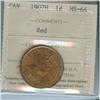 Image 1 : 1907H 1¢ ICCS MS64RD.  80% red.