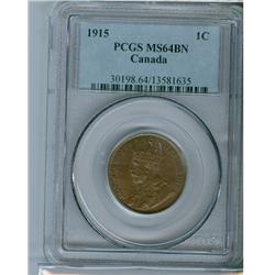 1915 1¢ PCGS MS64BN.  Lustrous brown.