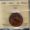 Image 1 : 1917  1¢  ICCS MS65 Red