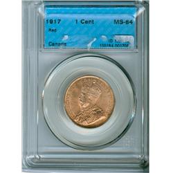 1917 1¢ CCCS MS64 Red,  95% Red lustre.  A very nice "George