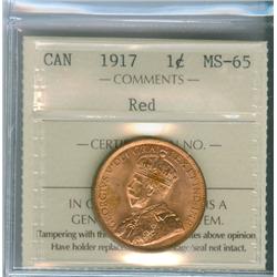 1917 1¢ ICCS MS65RD. 95% red.