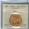 Image 1 : 1917 1¢ ICCS MS65RD. 95% red.
