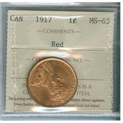 1917 1¢ ICCS MS65RD. 95% red.