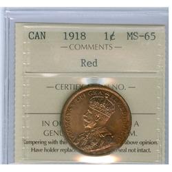 1918 1¢ ICCS MS65RD. 75% red.