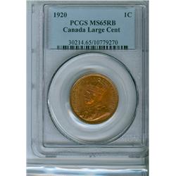 1920 1¢ Large PCGS MS65RB.  75% red example.