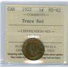 Image 1 : 1922 1¢ ICCS MS62 Trace red, a very pleasant example with ni