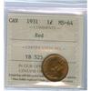 Image 1 : 1931 1¢ ICCS MS64RD. Attractive 80% red example.