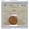 Image 1 : 1932 1¢ ICCS MS65RD.  Gem 90% red example.