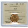Image 1 : 1934 1¢ ICCS MS64 RED, 90% RED LUSTRE.