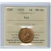 Image 1 : 1935 1¢ Small ICCS MS-64 RED, 90% RED LUSTRE.