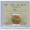 Image 1 : 1936 1¢ ICCS MS65RD.