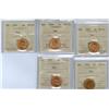 Image 1 : 1938, 1939, 1940, 1946 & 1951 1¢.  Lot of 5 coins all ICCS M