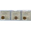 Image 1 : 1940, 1942, 1952.    Lot of 3 ICCS graded 1¢ coins, all MS63