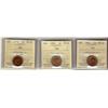Image 1 : 1941, 1942 and 1945.  Lot of 3 ICCS graded 1¢ coins, all MS6