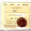 Image 1 : 1944 1¢ ICCS MS64RD.  Nice wine red finish.
