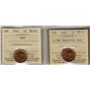 Image 1 : 1949 1¢ A Off Dent & 1952 1¢ ICCS MS65RD.  Lot of 2 coins bo