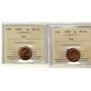 Image 1 : 1950 & 1987 1¢ ICCS MS65RD.  Lot of two coins both full red.