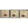 Image 1 : 1950 1¢ ICCS MS64RD.  Lot of three coins all full red.