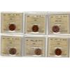 Image 1 : 1953-1966 1¢ ICCS MS65RD.  Lot of 6 coins including 1953 NSF