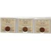 Image 1 : 1954 1¢ SF ICCS MS64RD. Lot of 3 coins all red.