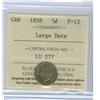 Image 1 : 1858 Large date 5¢ ICCS F12, a nice problem free example.